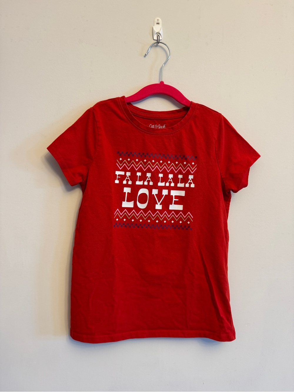 Cat & Jack Red Crewneck Tee with White Logo Print